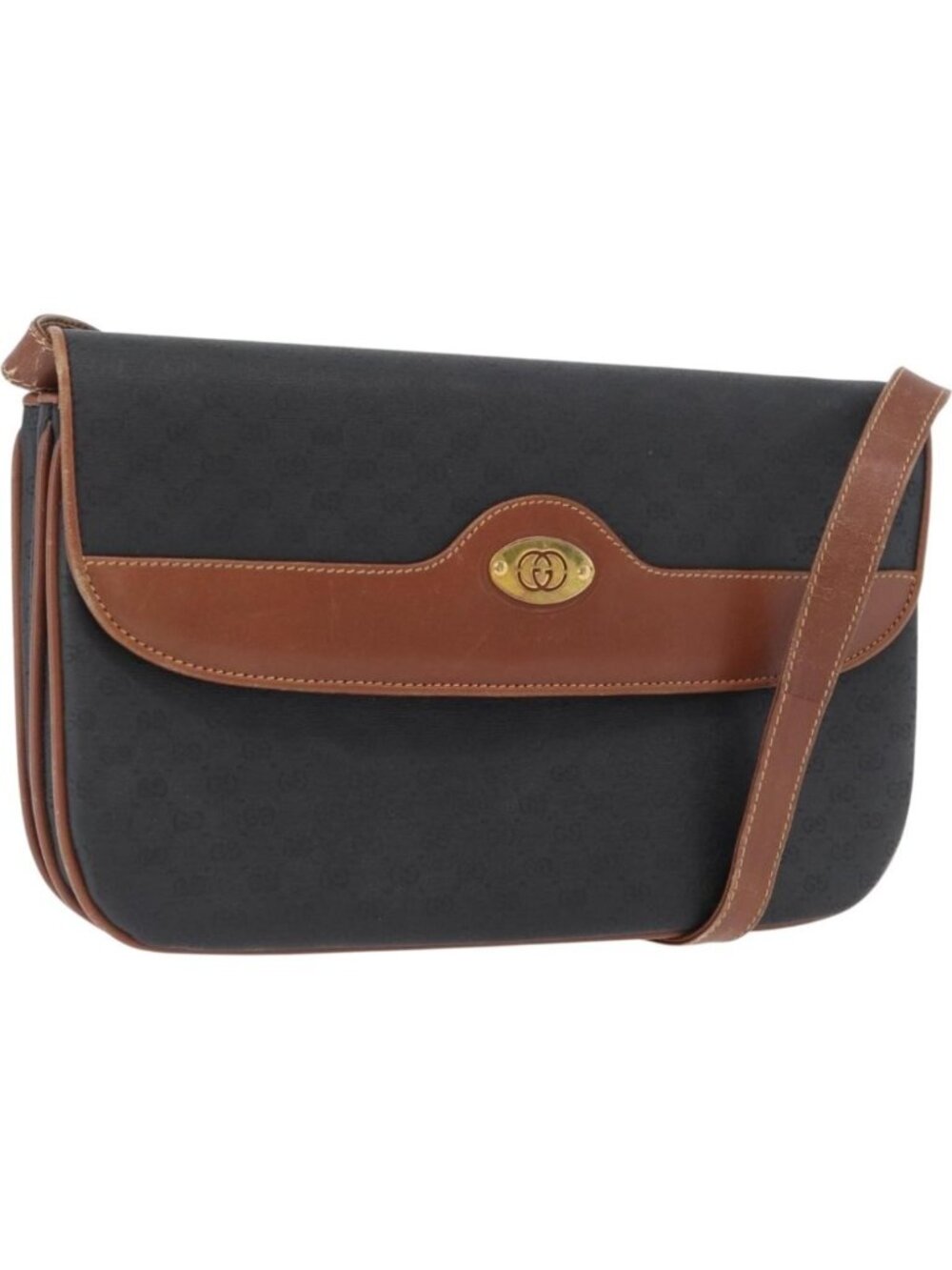 GUCCI Micro GG Canvas Shoulder Bag PVC Black Gold 004 106 0024